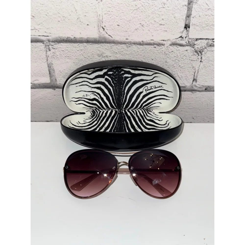 TAHARI Womens Aviator Sunglasses TH651 Brown Gold Roberto Cavalli Hardshell Case